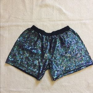 Aquamarine sequin shorts